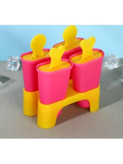 Форма для мороженого «Кьют», 10×6×13 см, 4 ячейки, цвет микс