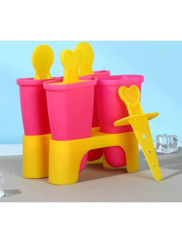 Форма для мороженого «Кьют», 10×6×13 см, 4 ячейки, цвет микс