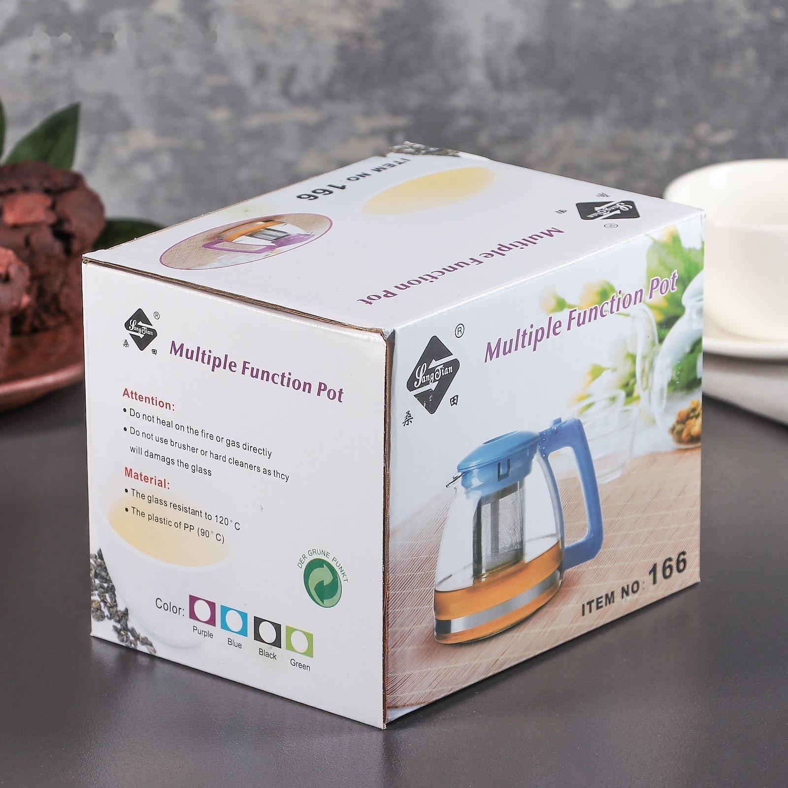 Чайник стеклянный заварочный «Душевность», 1 л, с металлическим ситом, цвет МИКС