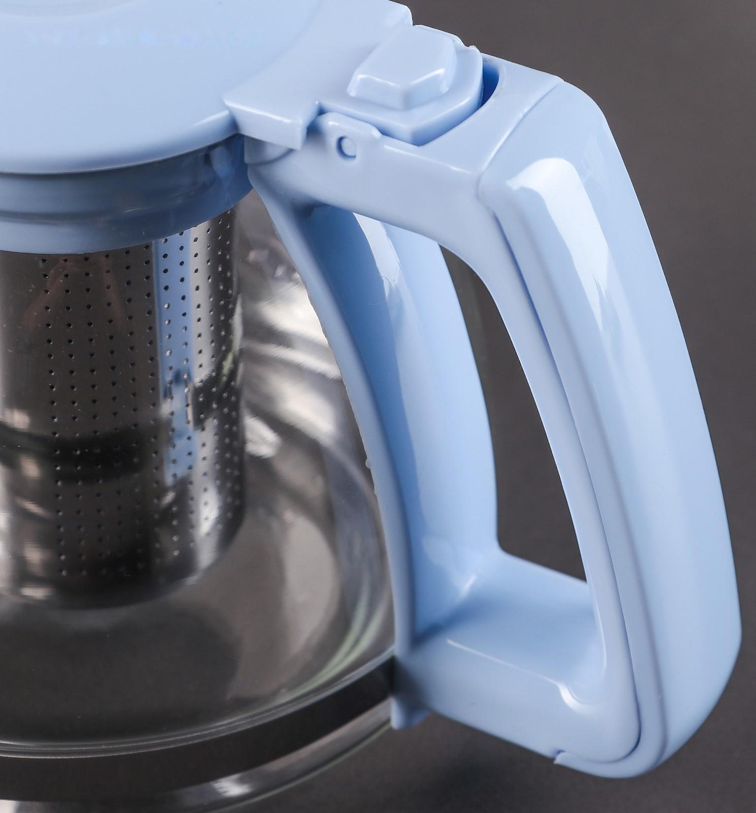 Чайник стеклянный заварочный «Душевность», 1 л, с металлическим ситом, цвет МИКС