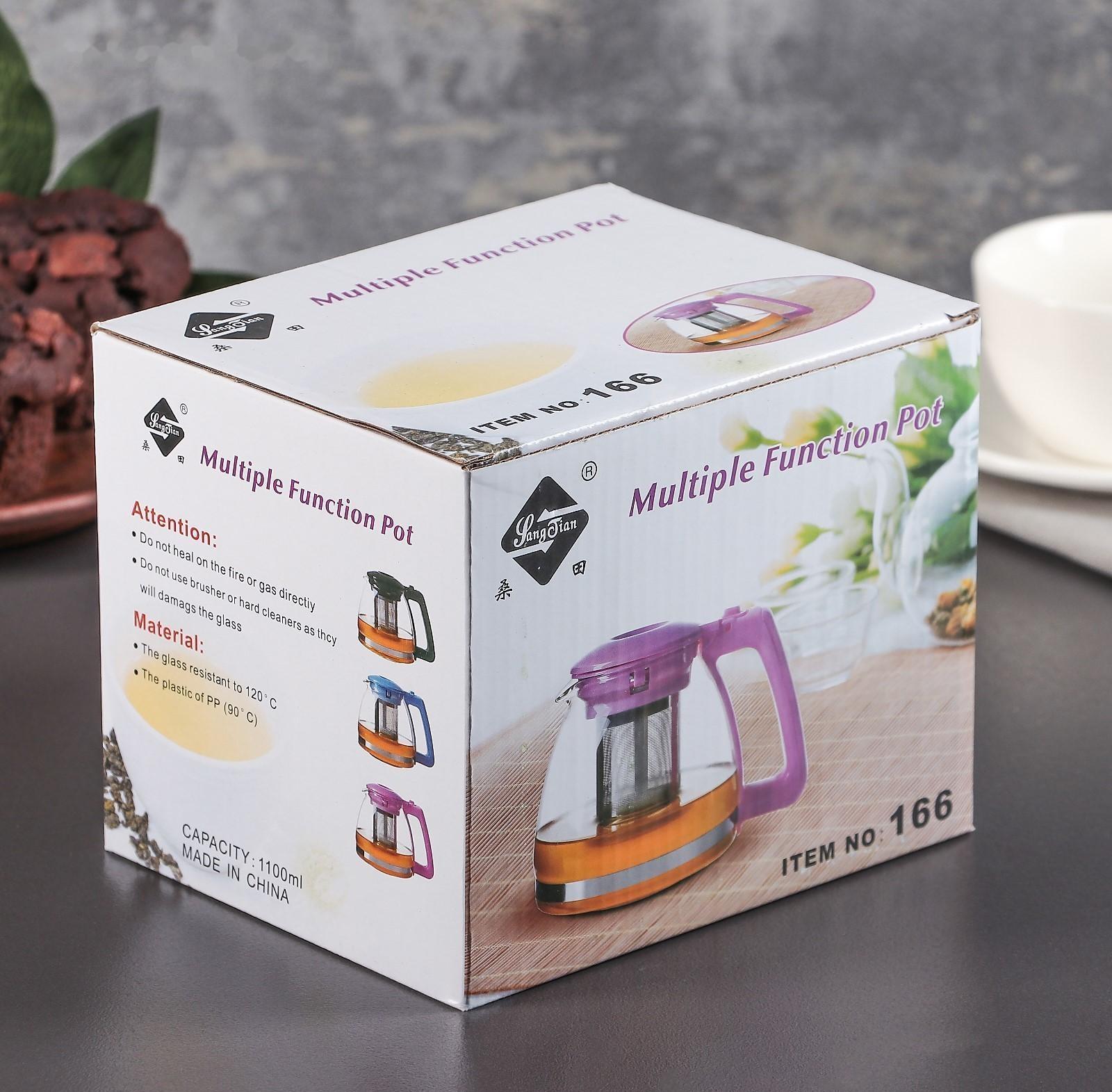 Чайник стеклянный заварочный «Душевность», 1 л, с металлическим ситом, цвет МИКС