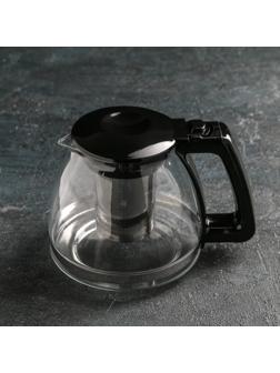 Чайник стеклянный заварочный «Душевность», 1 л, с металлическим ситом, цвет МИКС