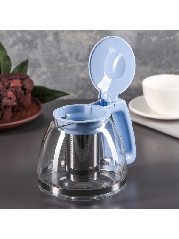 Чайник стеклянный заварочный «Душевность», 1 л, с металлическим ситом, цвет МИКС