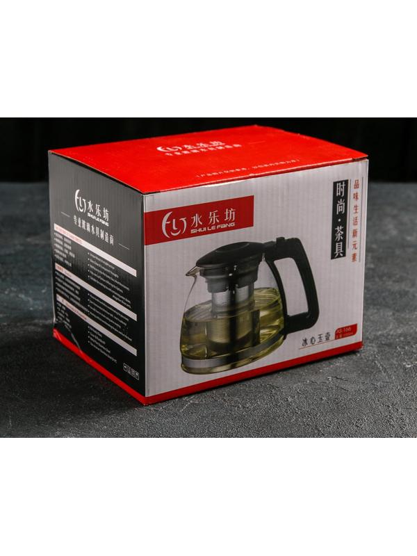 Чайник стеклянный заварочный «Душевность», 1 л, с металлическим ситом, цвет МИКС