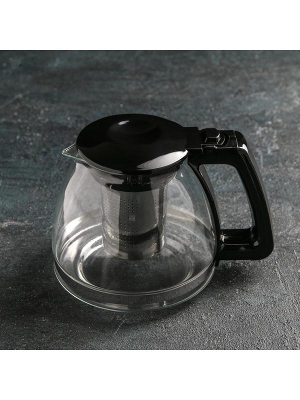 Чайник стеклянный заварочный «Душевность», 1 л, с металлическим ситом, цвет МИКС