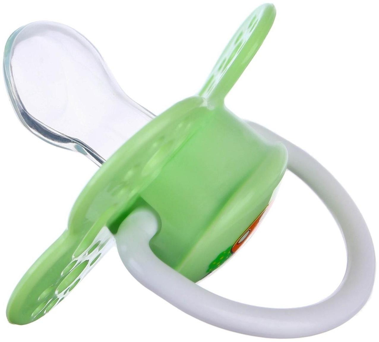 Соска - пустышка ортодонтическая, силикон, «Грибочек», с колпачком, +0мес., цвет зеленый