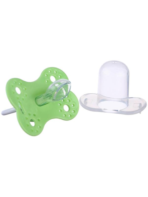 Соска - пустышка ортодонтическая, силикон, «Грибочек», с колпачком, +0мес., цвет зеленый