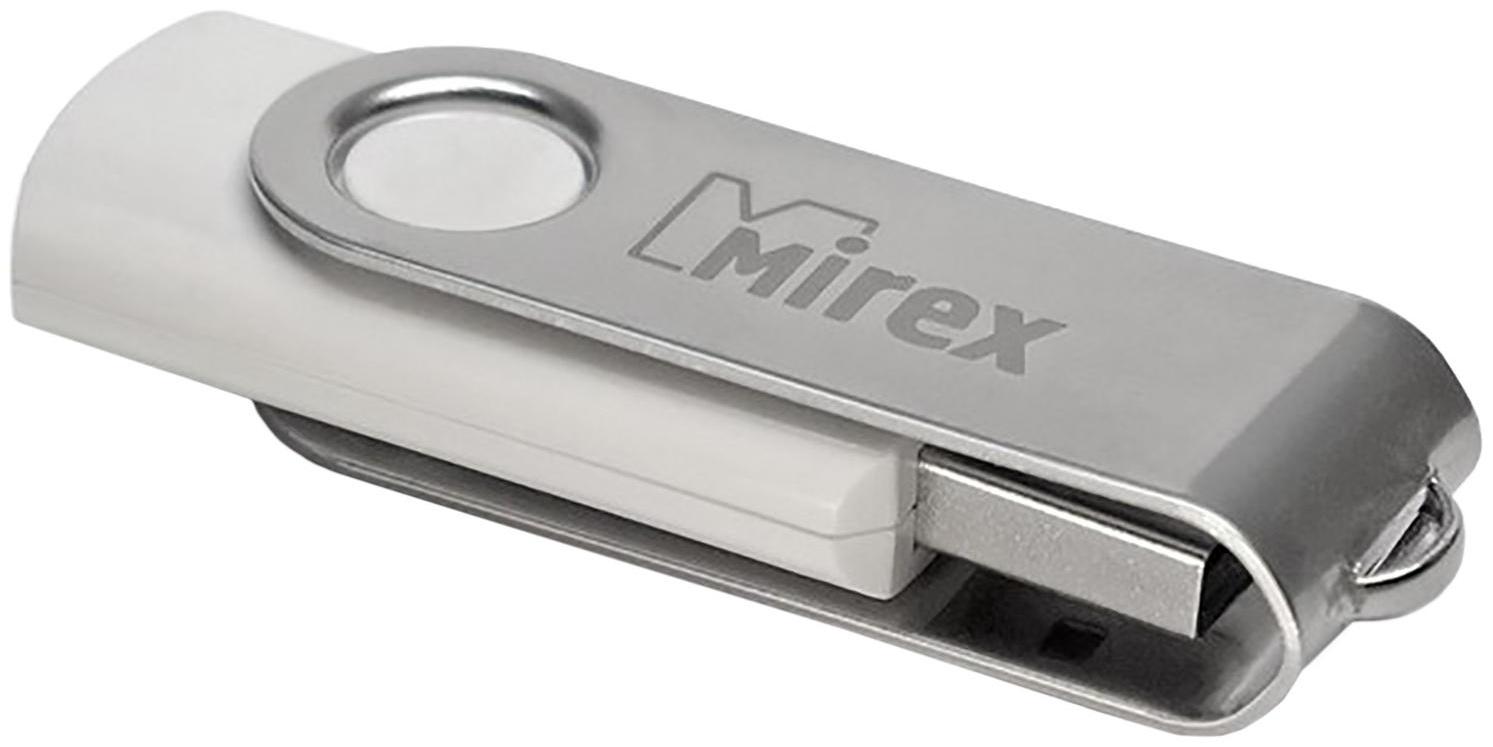 Флешка Mirex SWIVEL WHITE, 4 Гб, USB2.0, чт до 25 Мб/с, зап до 15 Мб/с, белая