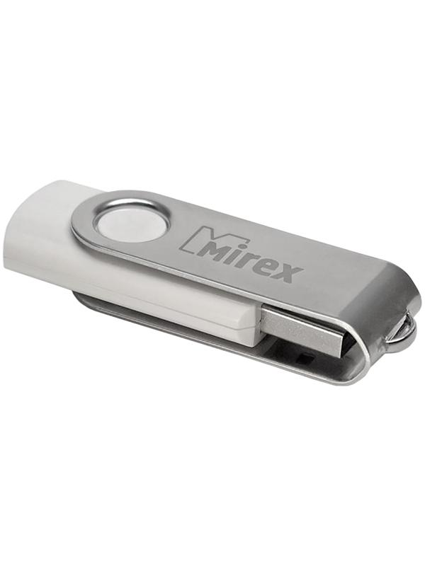 Флешка Mirex SWIVEL WHITE, 4 Гб, USB2.0, чт до 25 Мб/с, зап до 15 Мб/с, белая