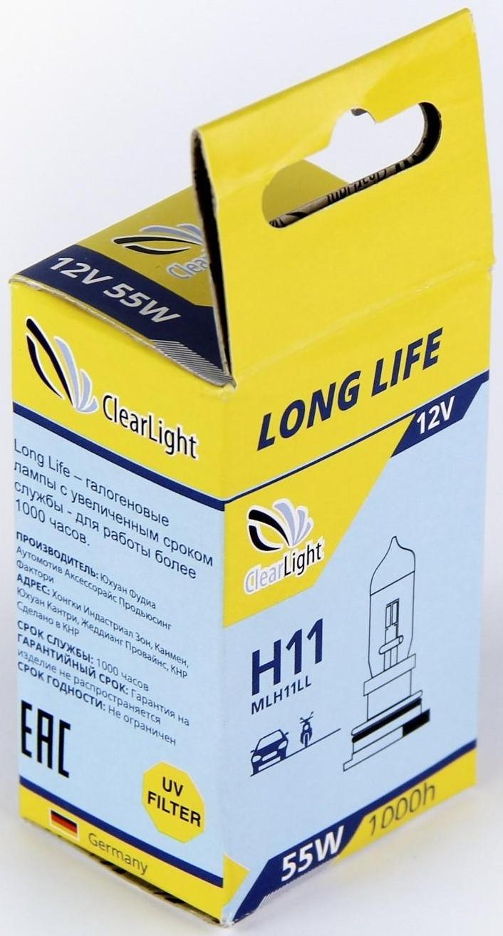 Лампа автомобильная Clearlight LongLife, H11, 12 В, 55 Вт
