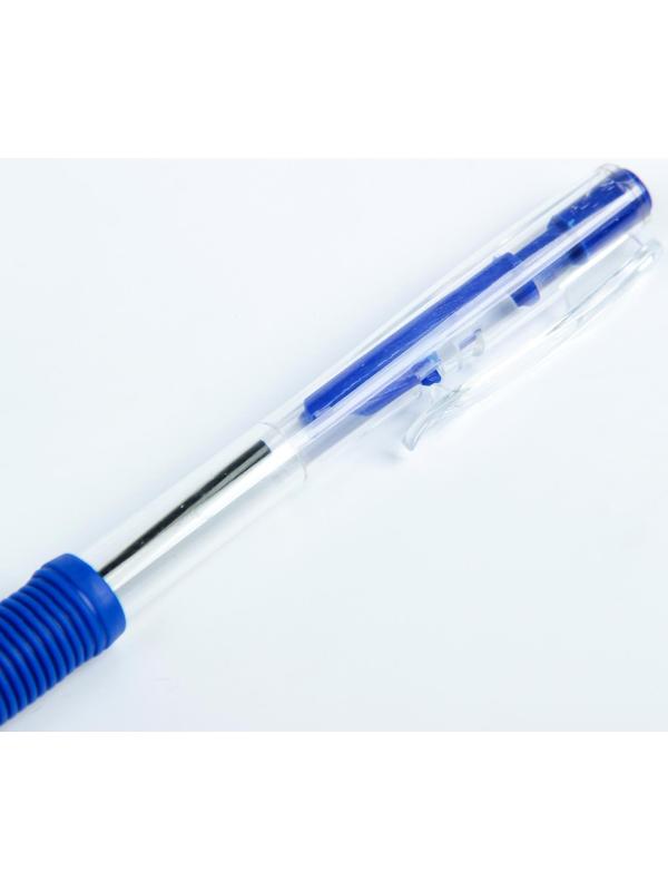 Ручка шариковая, автоматическая, 0.5 мм, стержень синий, корпус прозрачный с резиновым держателем