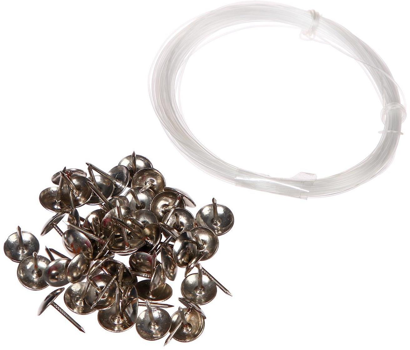 Комплект для обивки дверей, 1,1 × 2 м: иск.кожа, ватин 5 мм, гвозди, струна, серый, «Ватин»