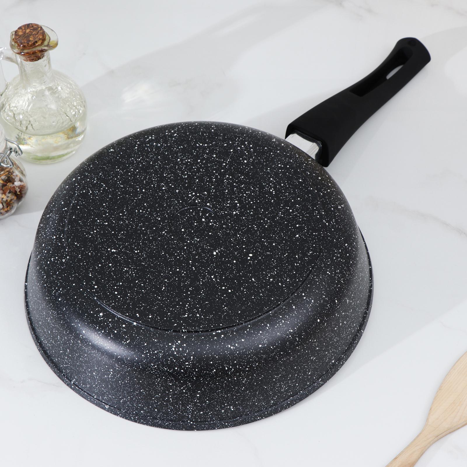 Сковорода Доляна «Элит», d=26 см, съёмная ручка, стеклянная крышка, антипригарное покрытие, цвет чёрный