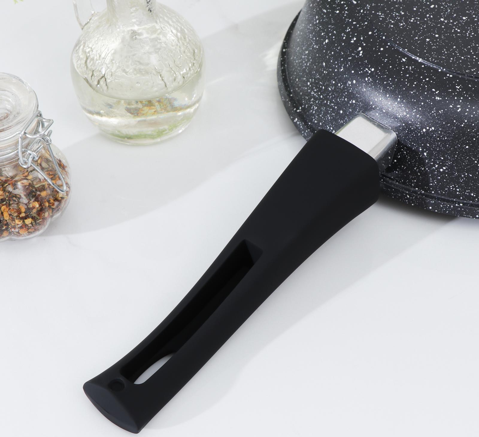 Сковорода Доляна «Элит», d=26 см, съёмная ручка, стеклянная крышка, антипригарное покрытие, цвет чёрный