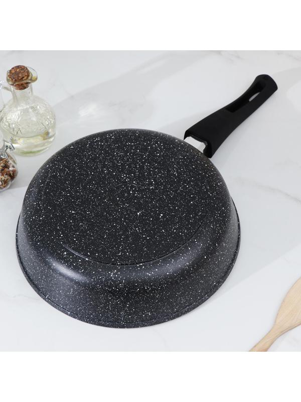 Сковорода Доляна «Элит», d=26 см, съёмная ручка, стеклянная крышка, антипригарное покрытие, цвет чёрный