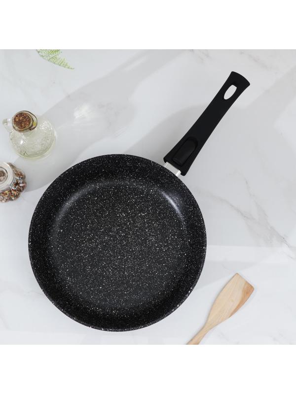 Сковорода Доляна «Элит», d=26 см, съёмная ручка, стеклянная крышка, антипригарное покрытие, цвет чёрный