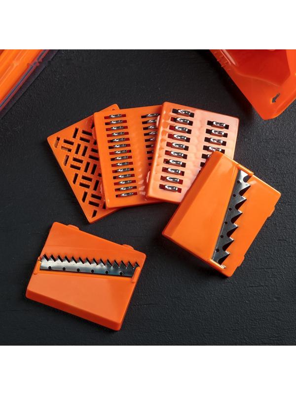 Набор для резки овощей №1, с 6 насадками, овощедержателем и контейнером