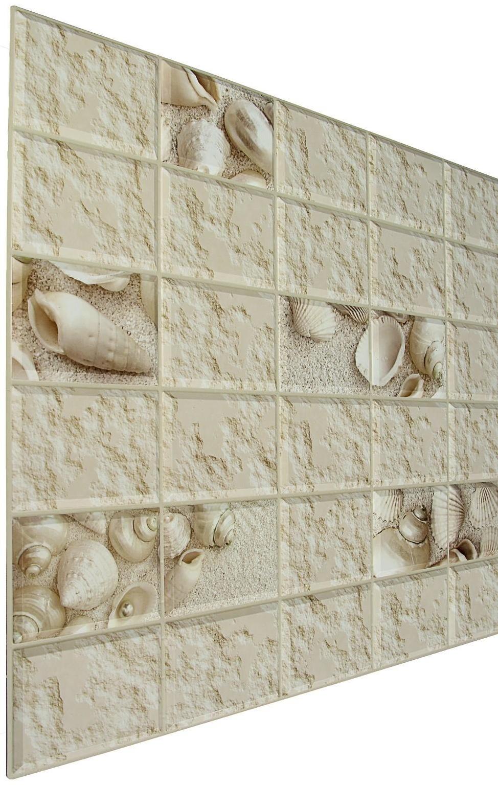 Панель ПВХ Граненый прямоугольник Белая ракушка 960х480 мм