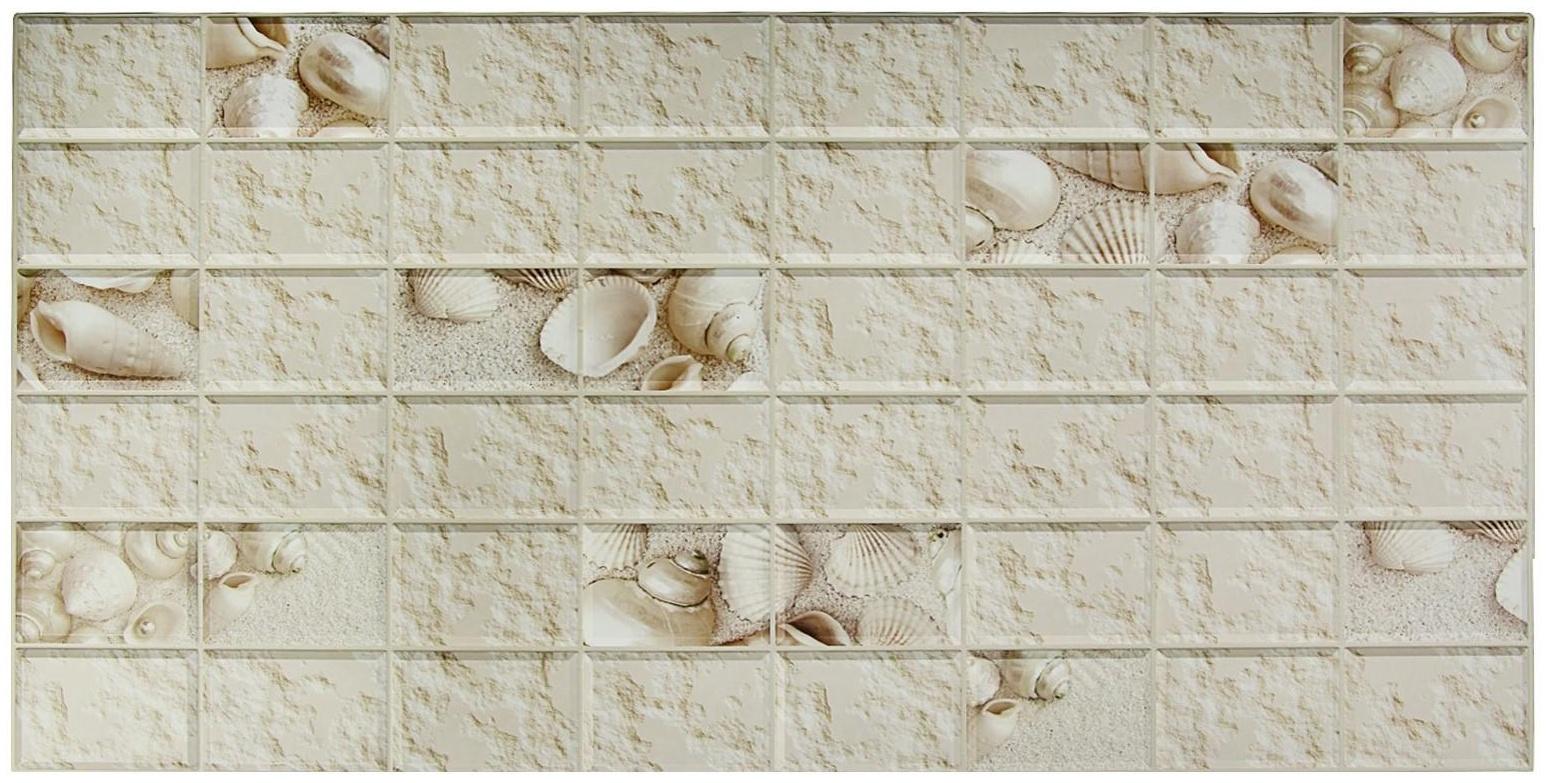 Панель ПВХ Граненый прямоугольник Белая ракушка 960х480 мм