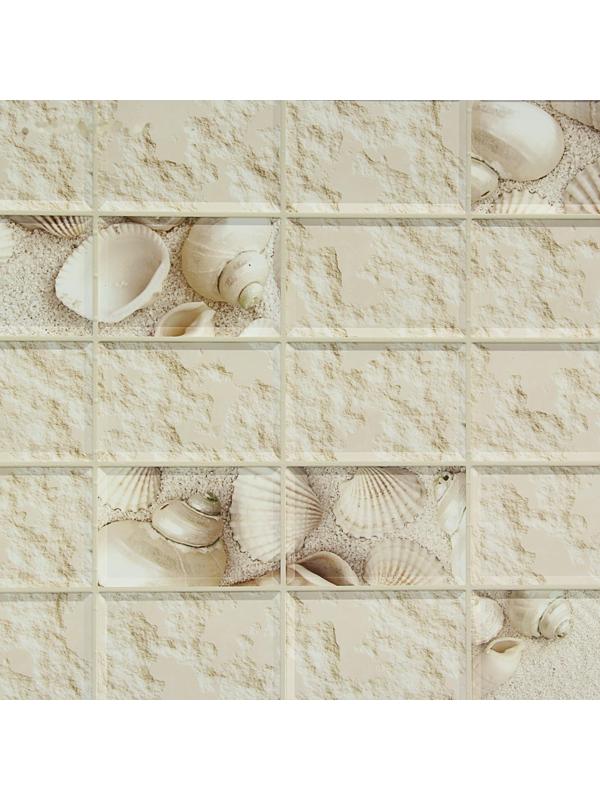 Панель ПВХ Граненый прямоугольник Белая ракушка 960х480 мм