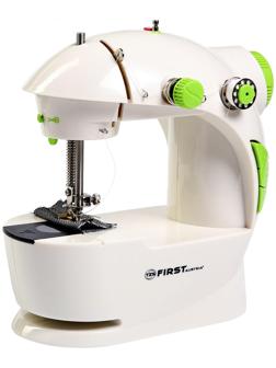 Швейная машинка FIRST FA-5700, 1 операция, полуавтомат, от батареек/сети, бело-зелёная