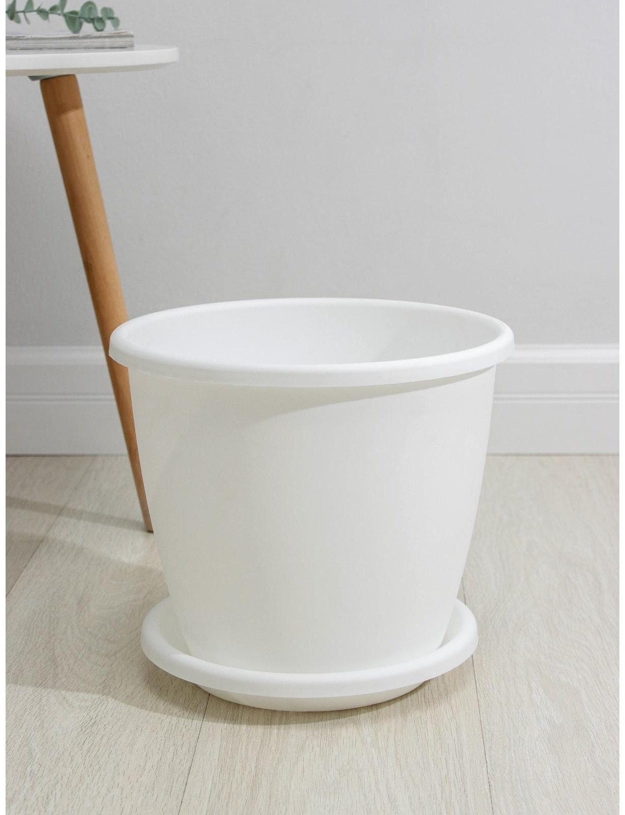 Горшок с поддоном «Афина», 11 л, цвет белый