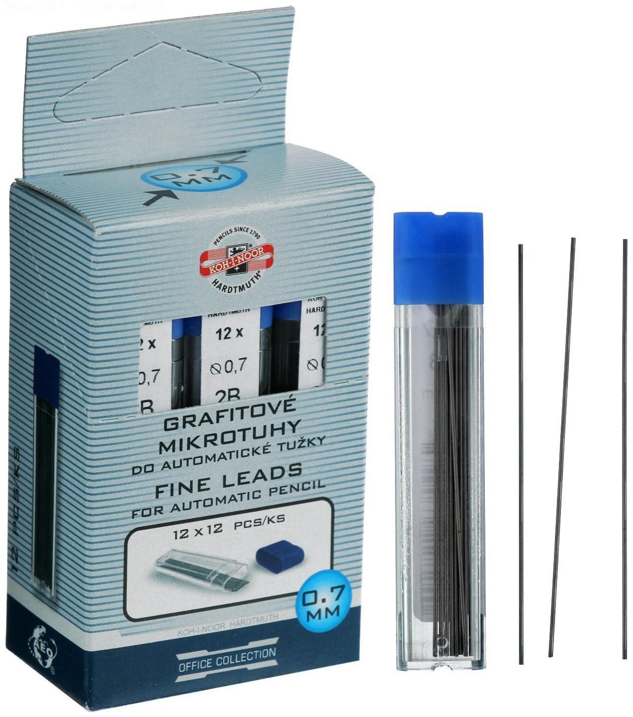 Грифели для механических карандашей 0.7 мм, Koh-I-Noor 4162 2B, 12 штук, в футляре