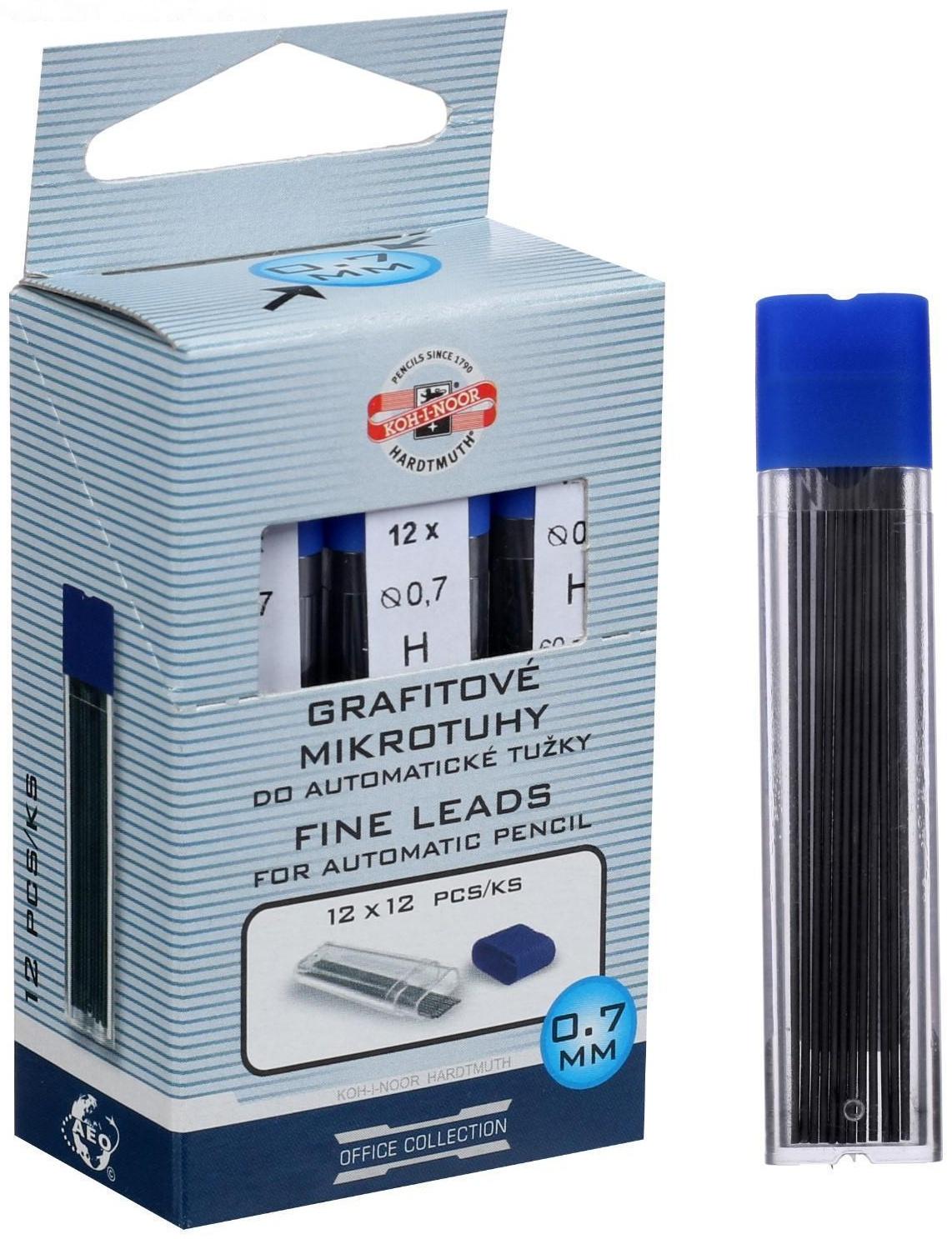 Грифели для механических карандашей 0.7 мм, Koh-I-Noor 4162 H, 12 штук, в футляре