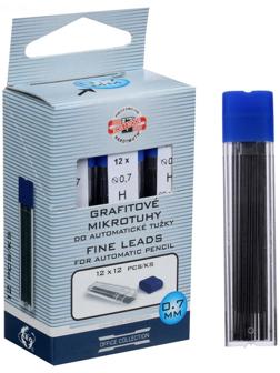 Грифели для механических карандашей 0.7 мм, Koh-I-Noor 4162 H, 12 штук, в футляре