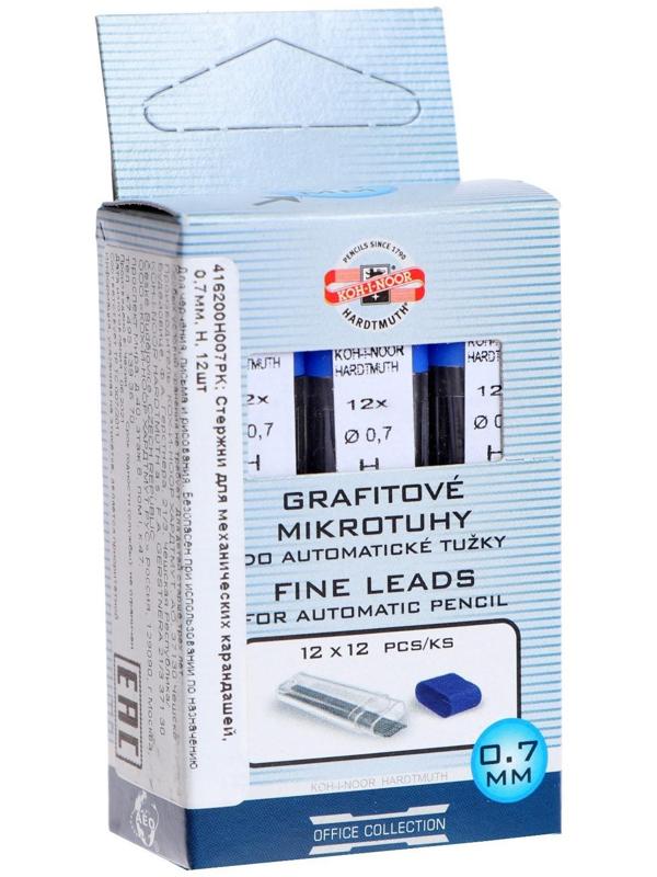 Грифели для механических карандашей 0.7 мм, Koh-I-Noor 4162 H, 12 штук, в футляре