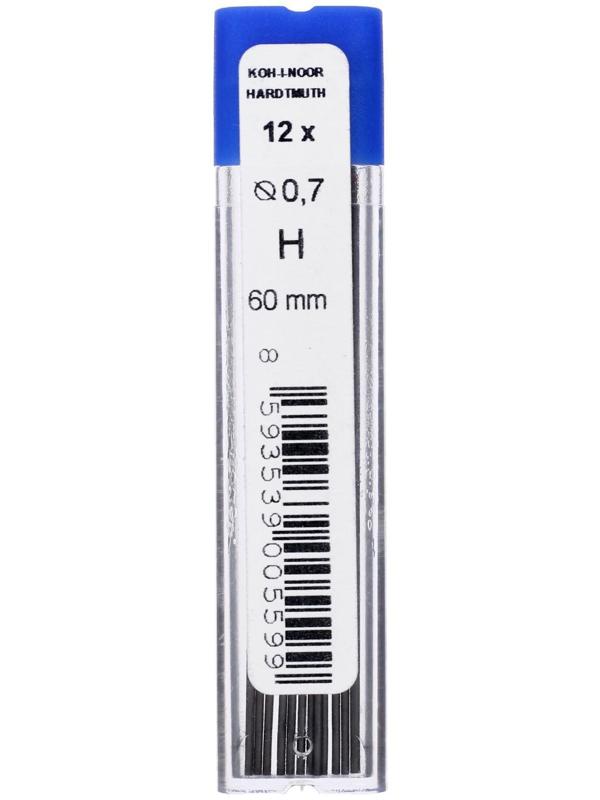 Грифели для механических карандашей 0.7 мм, Koh-I-Noor 4162 H, 12 штук, в футляре