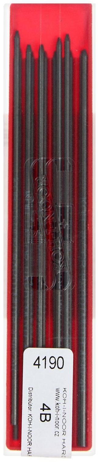Грифели для цанговых карандашей 2.0 мм, Koh-I-Noor, 4190 4В, 12 штук, в футляре