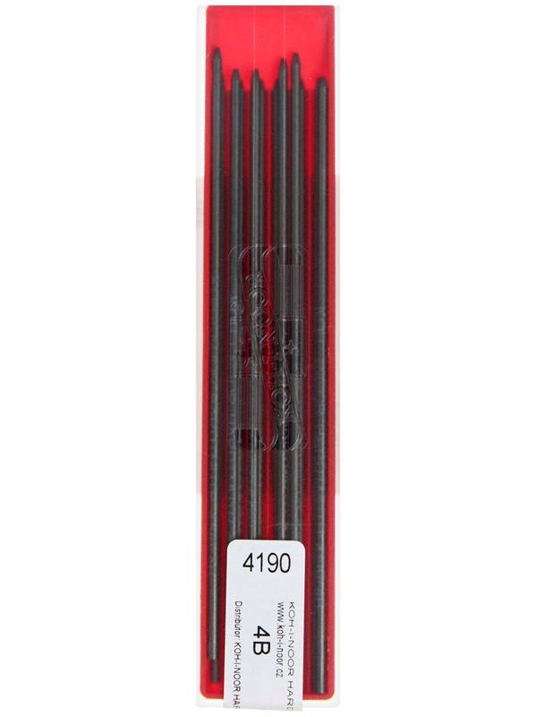 Грифели для цанговых карандашей 2.0 мм, Koh-I-Noor, 4190 4В, 12 штук, в футляре