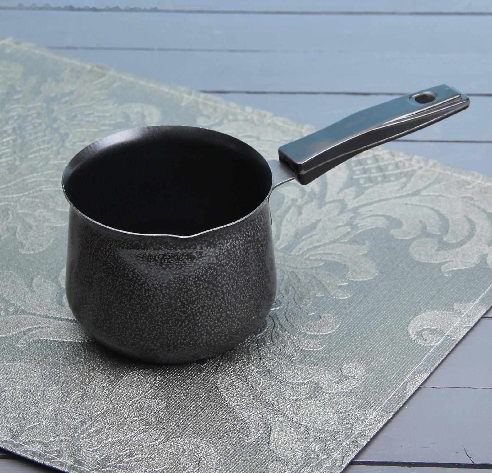 Турка «Мортен», 500 мл, 20×9,5×7,5 см, пластиковая ручка, антипригарное покрытие, цвет чёрный