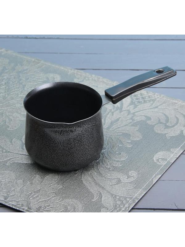 Турка «Мортен», 500 мл, 20×9,5×7,5 см, пластиковая ручка, антипригарное покрытие, цвет чёрный