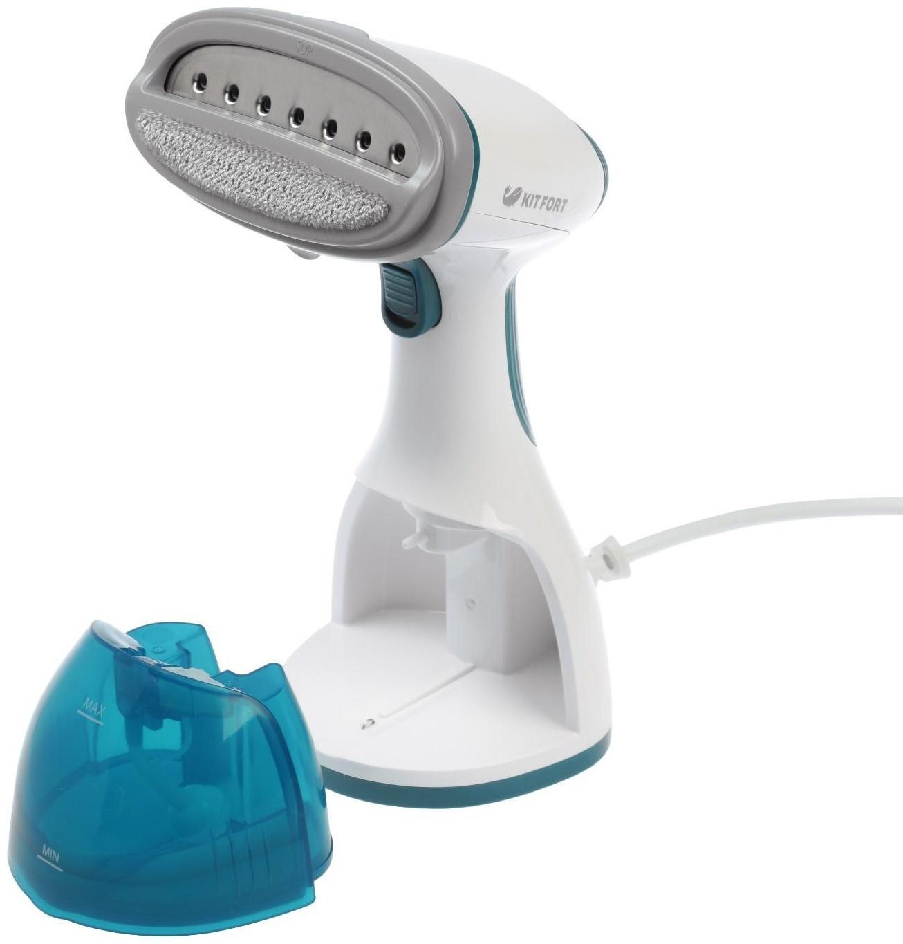 Отпариватель Kitfort KT-916-1, ручной, 1000 Вт, 260 мл, 20 г/мин, шнур 1.7 м, бело-синий