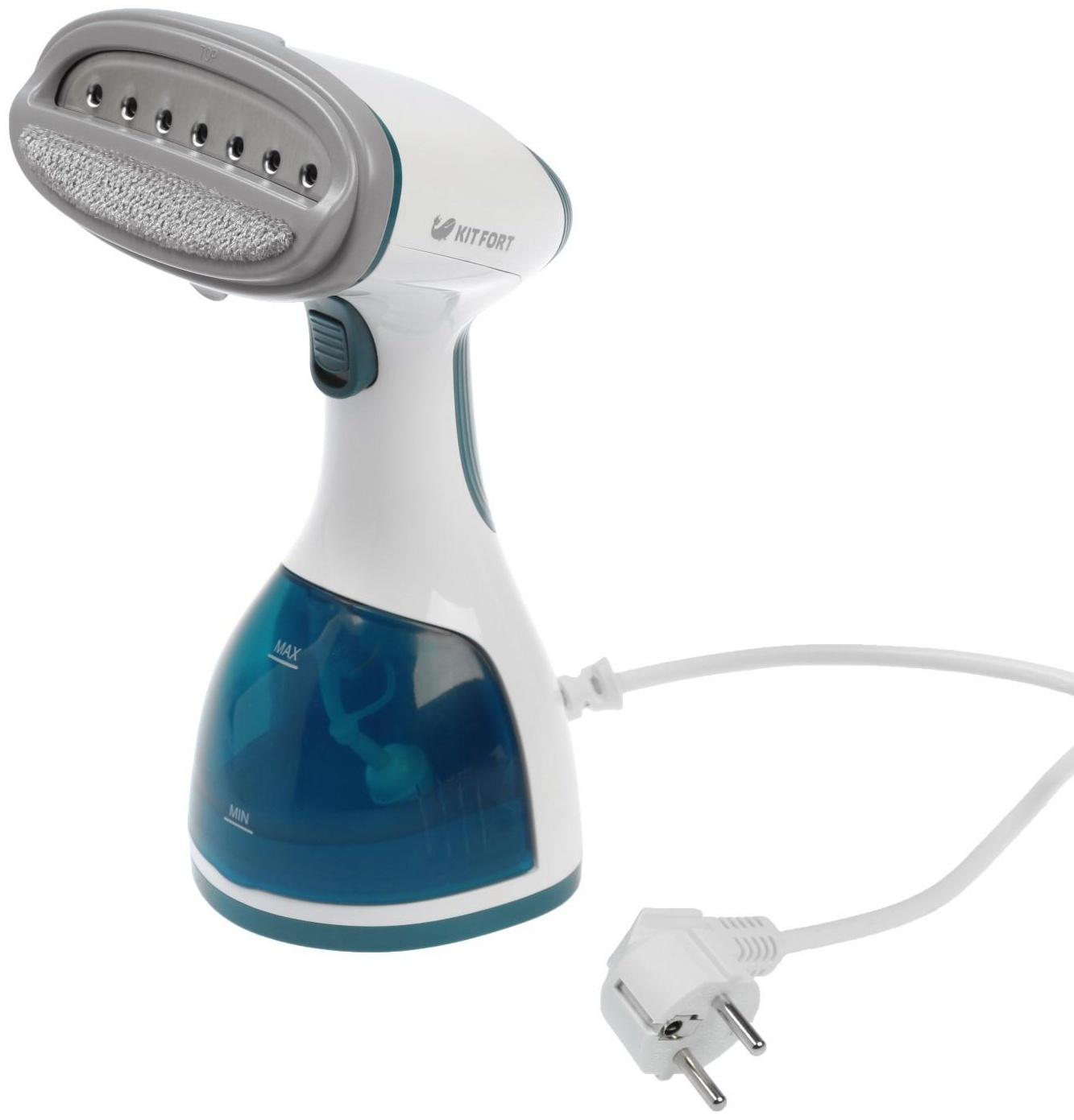 Отпариватель Kitfort KT-916-1, ручной, 1000 Вт, 260 мл, 20 г/мин, шнур 1.7 м, бело-синий