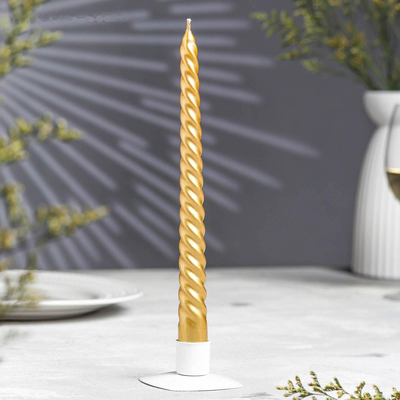 Свеча витая, 2,2х 25 см, в термопленке, золотая