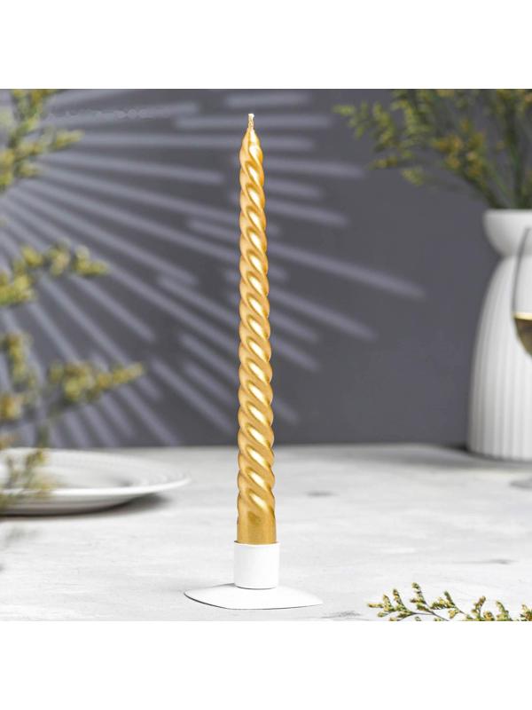 Свеча витая, 2,2х 25 см, в термопленке, золотая