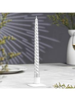 Свеча витая, 2,2х 25 см, в термопленке, серебряная