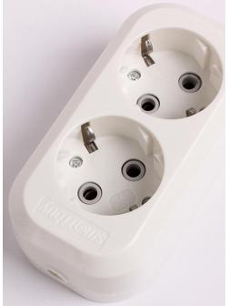 Колодка Smartbuy, 2 розетки, 16 А, 3500 Вт, с з/к, белая