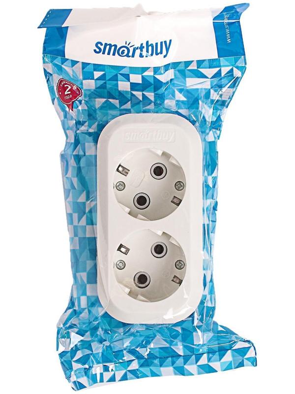 Колодка Smartbuy, 2 розетки, 16 А, 3500 Вт, с з/к, белая