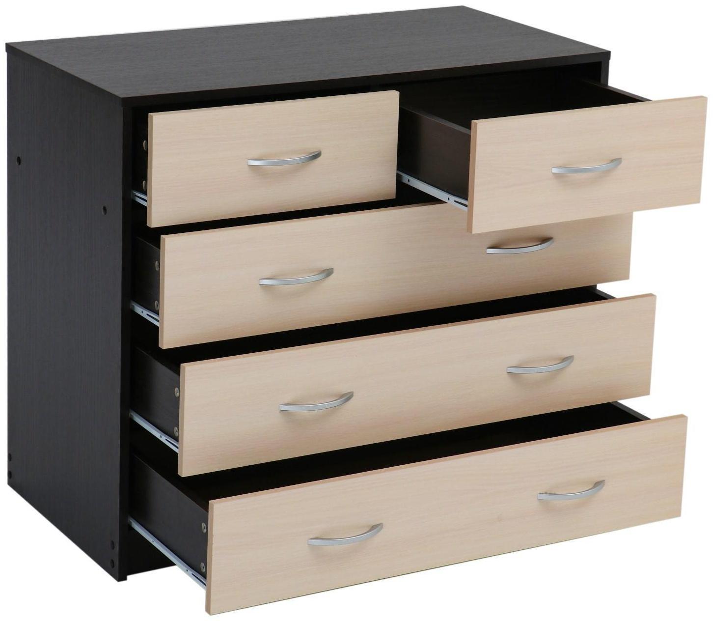 Комод 5 ящиков  900х480х800 Венге темный/Венге светлый