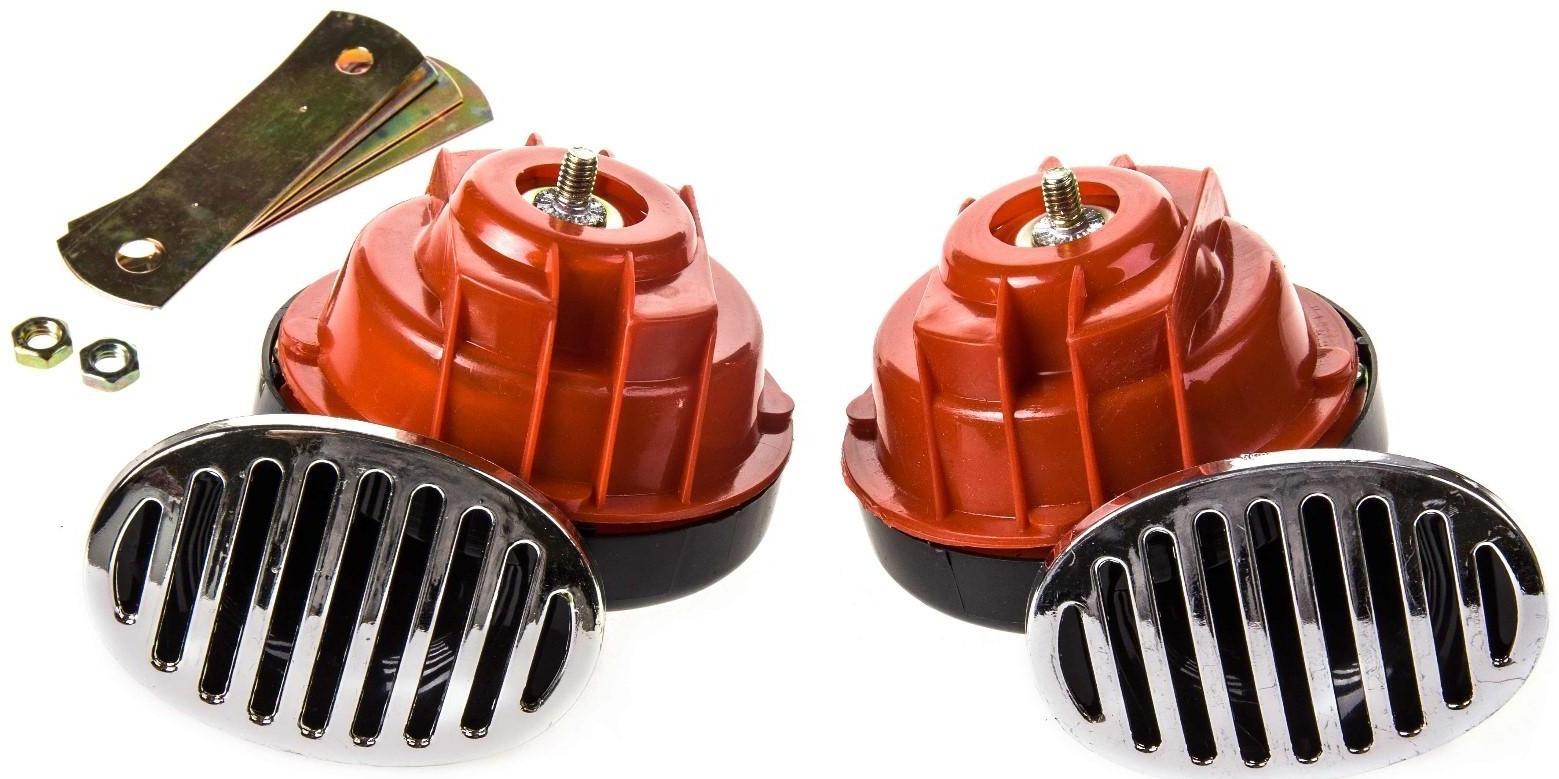 Сигнал звуковой Skyway 016 Улитка, d=90 мм, 12 В, 105 Дцб, красный, набор 2 шт