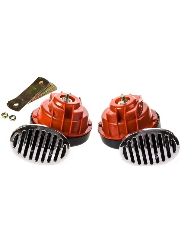 Сигнал звуковой Skyway 016 Улитка, d=90 мм, 12 В, 105 Дцб, красный, набор 2 шт