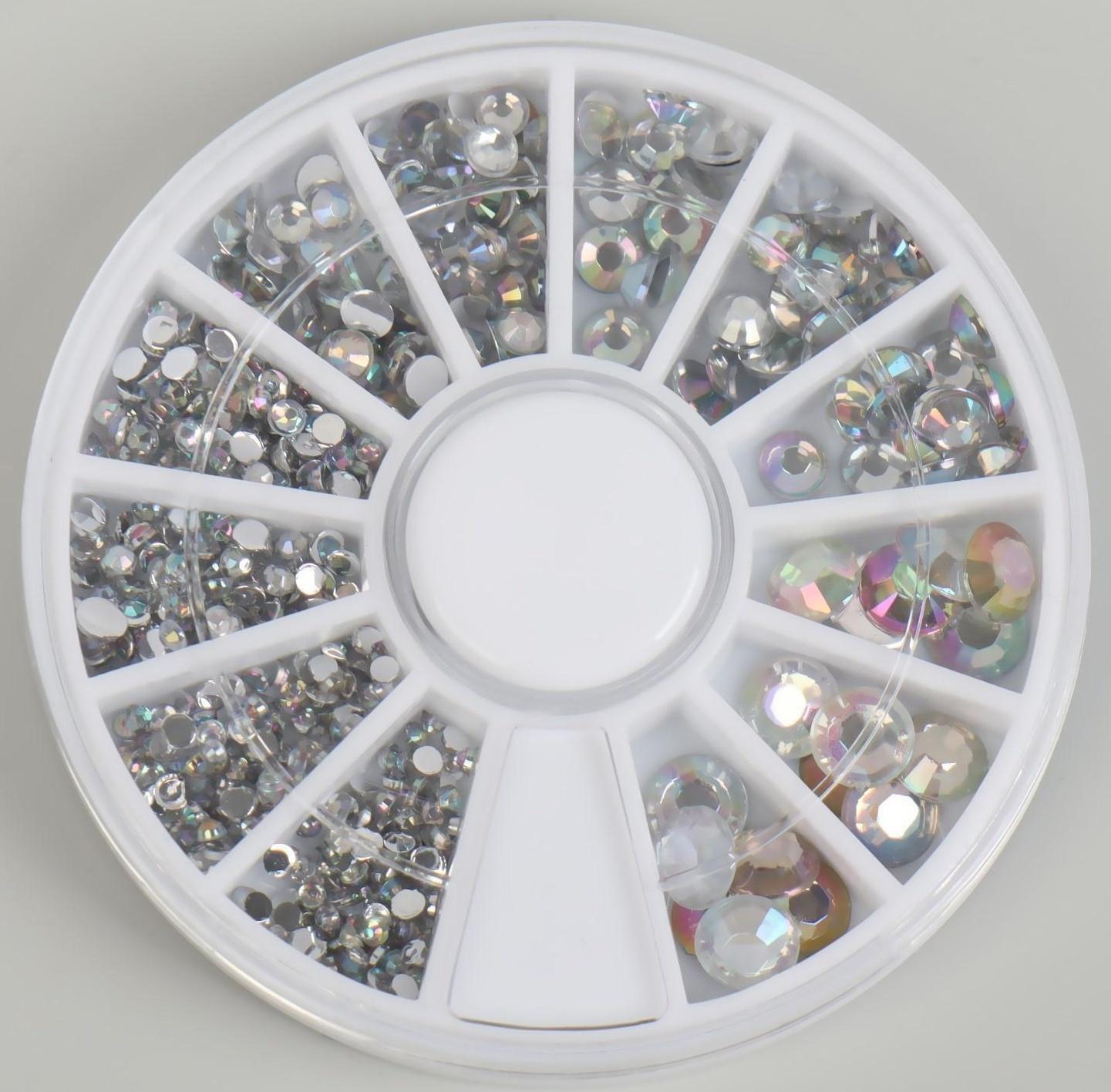 Стразы для декора, 1,5/2/2,5/3 мм, цвет серебристая голография