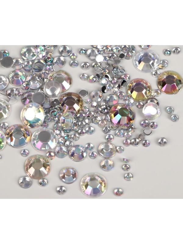 Стразы для декора, 1,5/2/2,5/3 мм, цвет серебристая голография