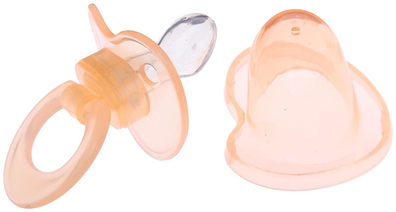 Пустышка силиконовая ортодонтическая с колпачком, от 0 мес., цвет персиковый