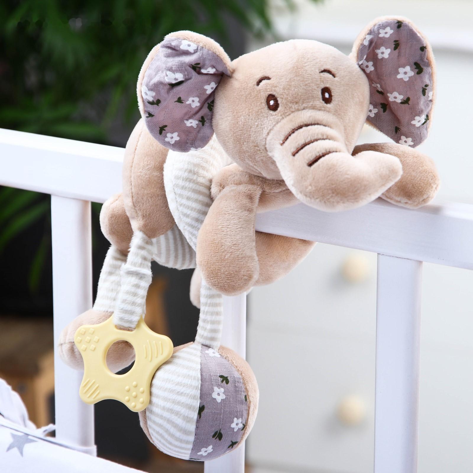 Растяжка - спираль мягкая с погремушкойна кроватку/коляску «Слоник Няша», 26 - 47 см