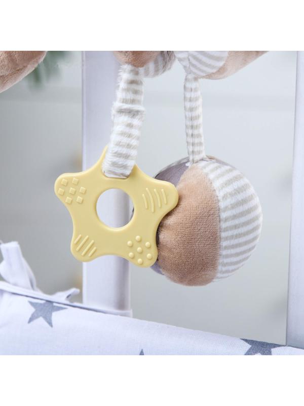 Растяжка - спираль мягкая с погремушкойна кроватку/коляску «Слоник Няша», 26 - 47 см